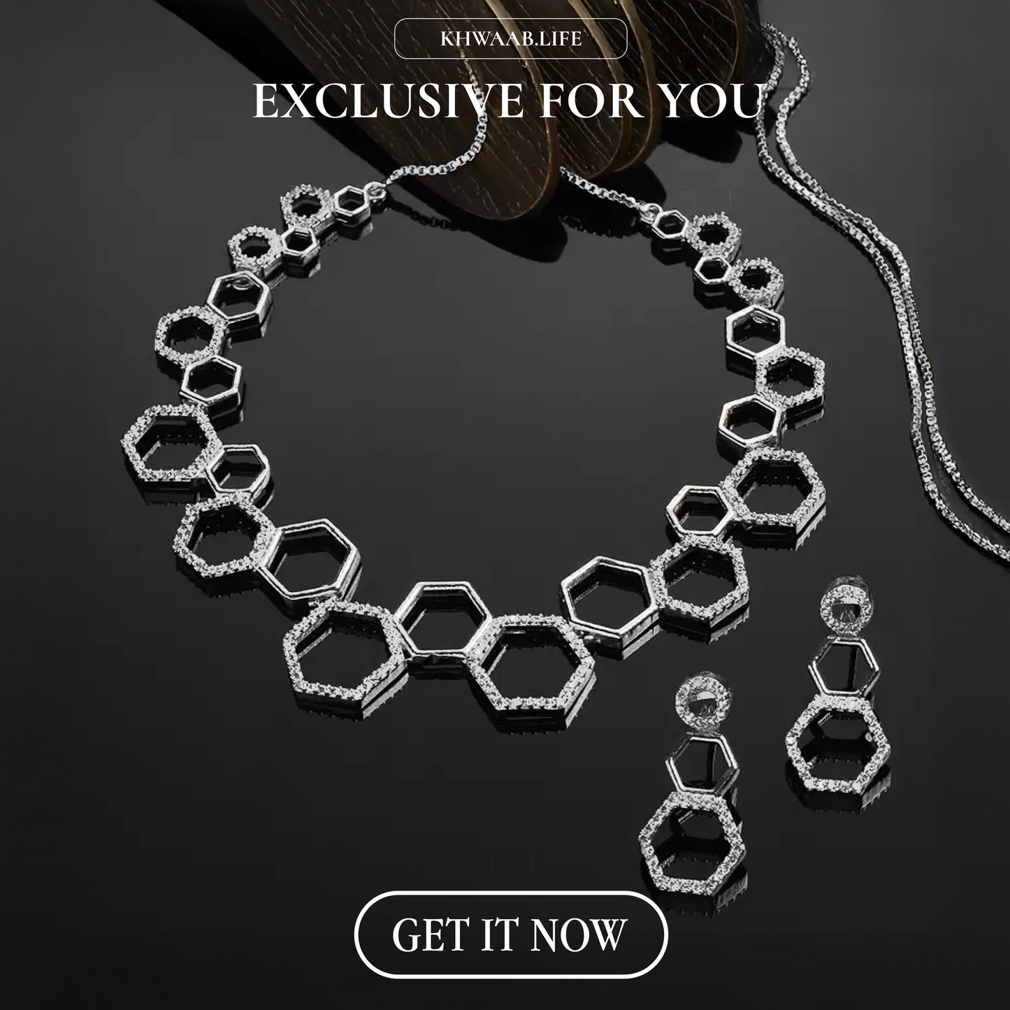 Hexagonal Elegance AD Necklace