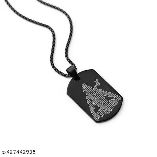 Shiv 108 Name locket with chain Stainless Steel Pendant Set