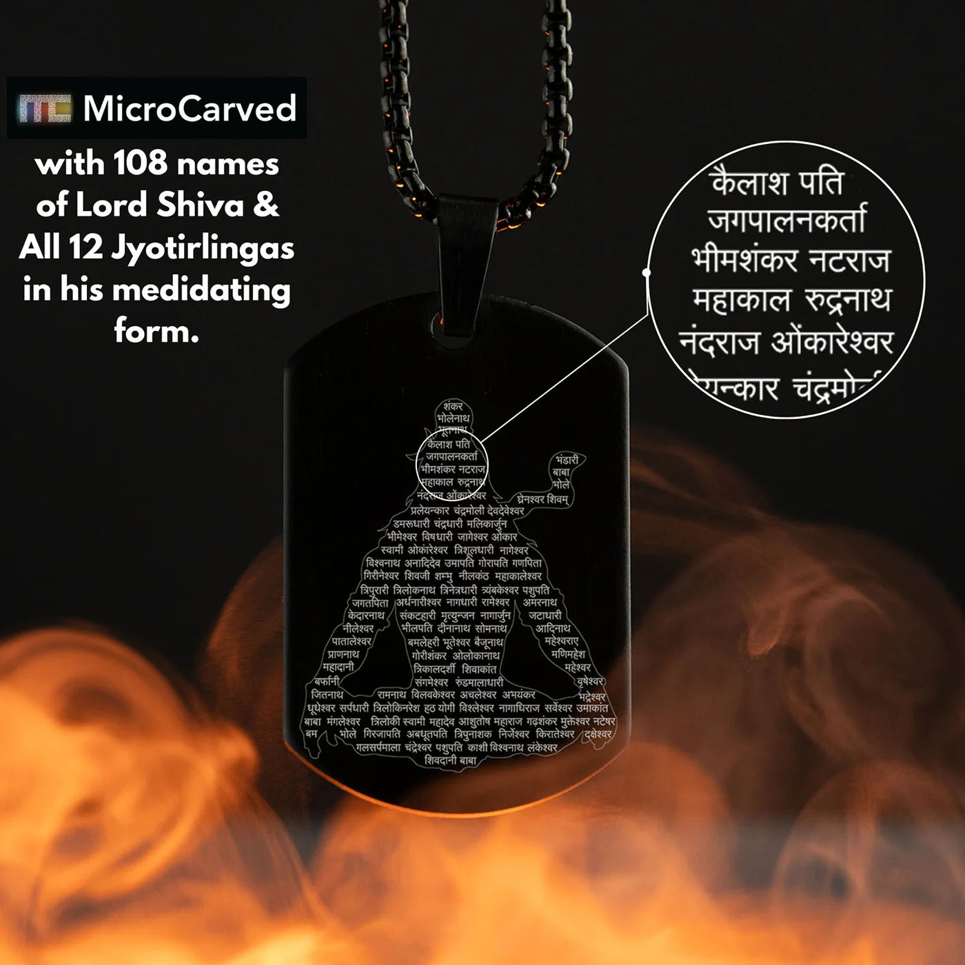 Shiv 108 Name locket with chain Stainless Steel Pendant Set